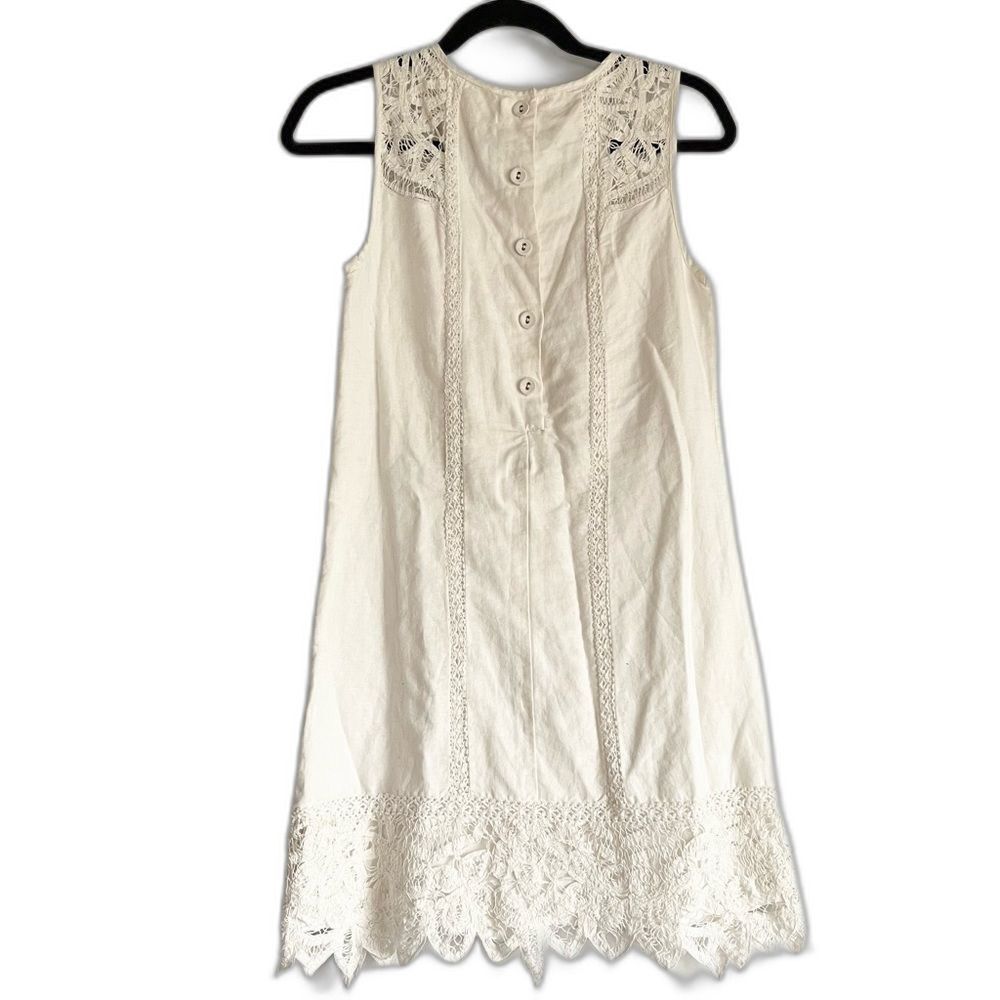 Anthropologie Moulinette Soeurs Ivory Lace Garden Sleeveless Shift Dress Size 4 - Picture 11 of 16